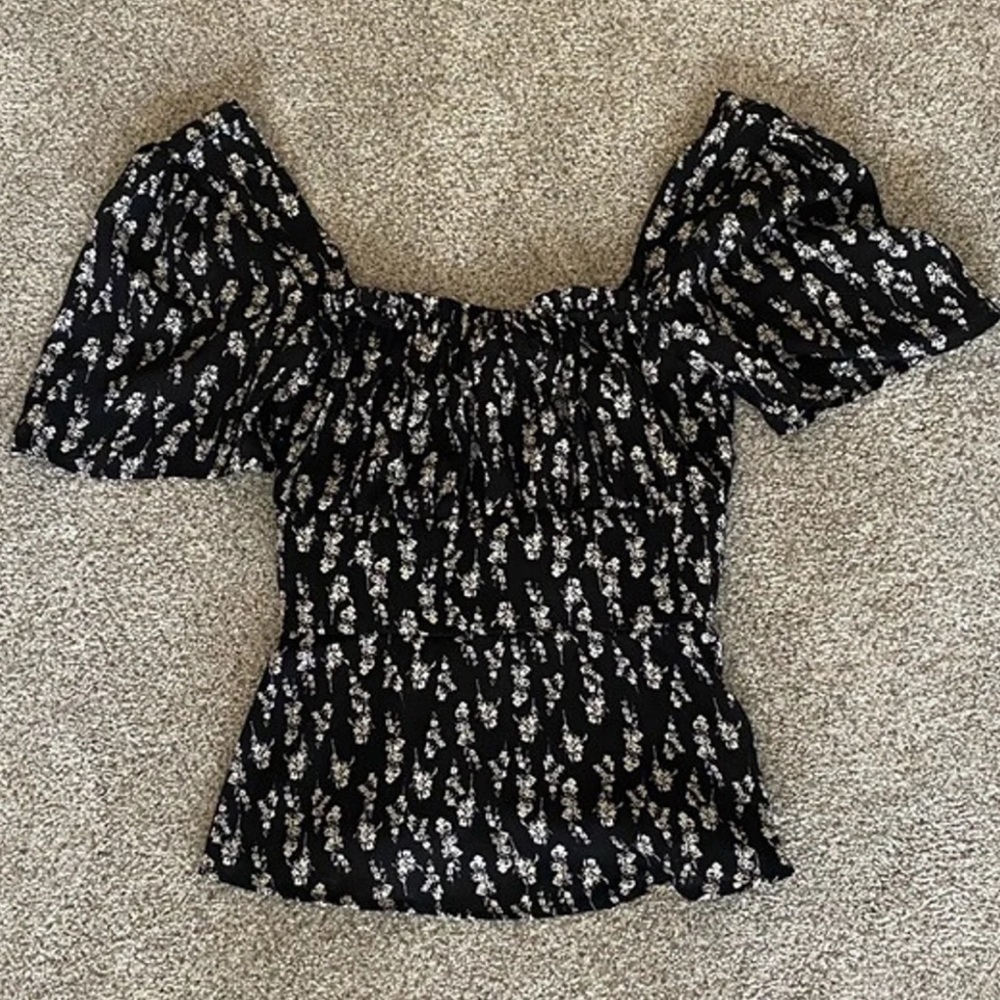 Francescas floral square neck peplum top
